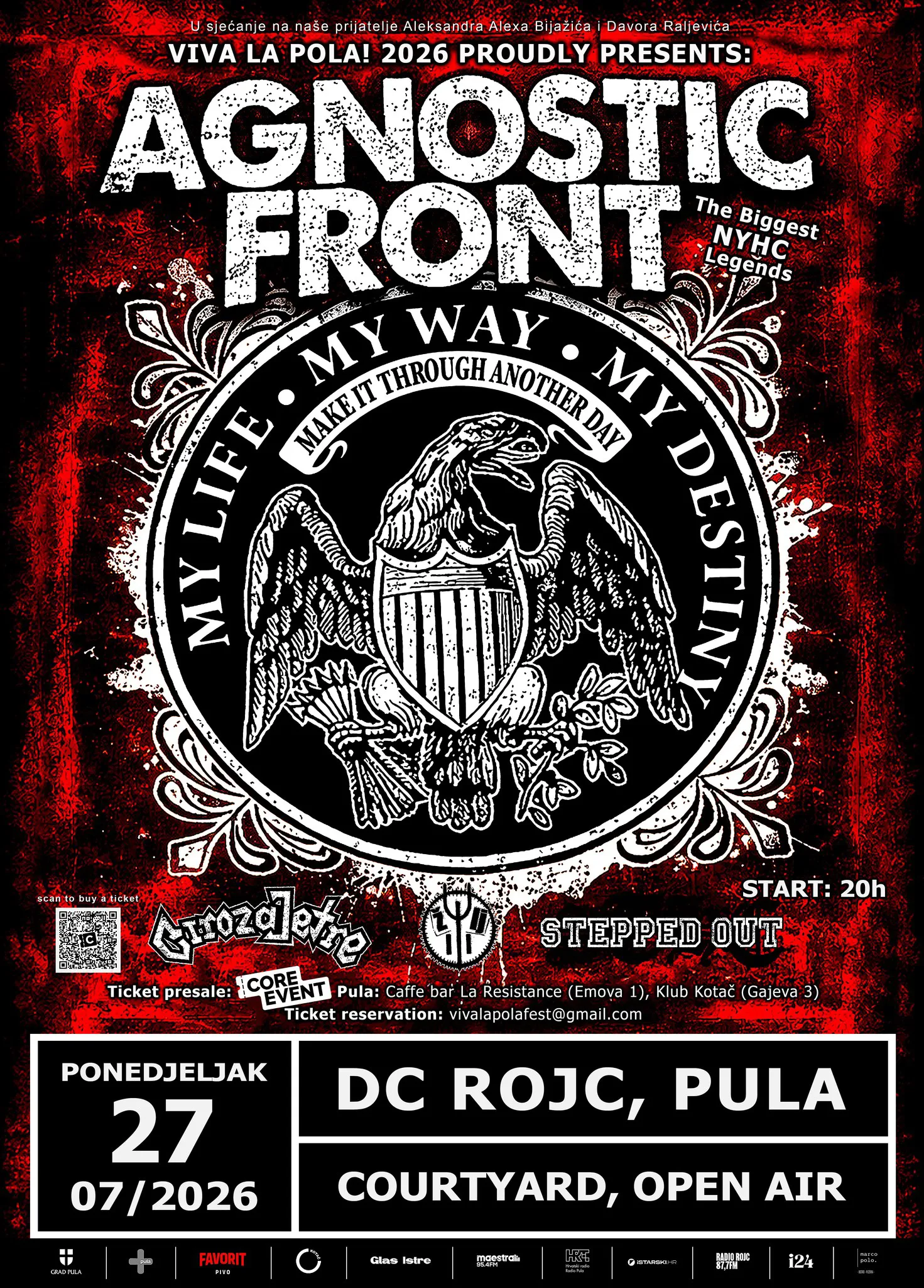 VIVA LA POLA! 2026 uz legendarne Agnostic Front + support, 27.7.2026.