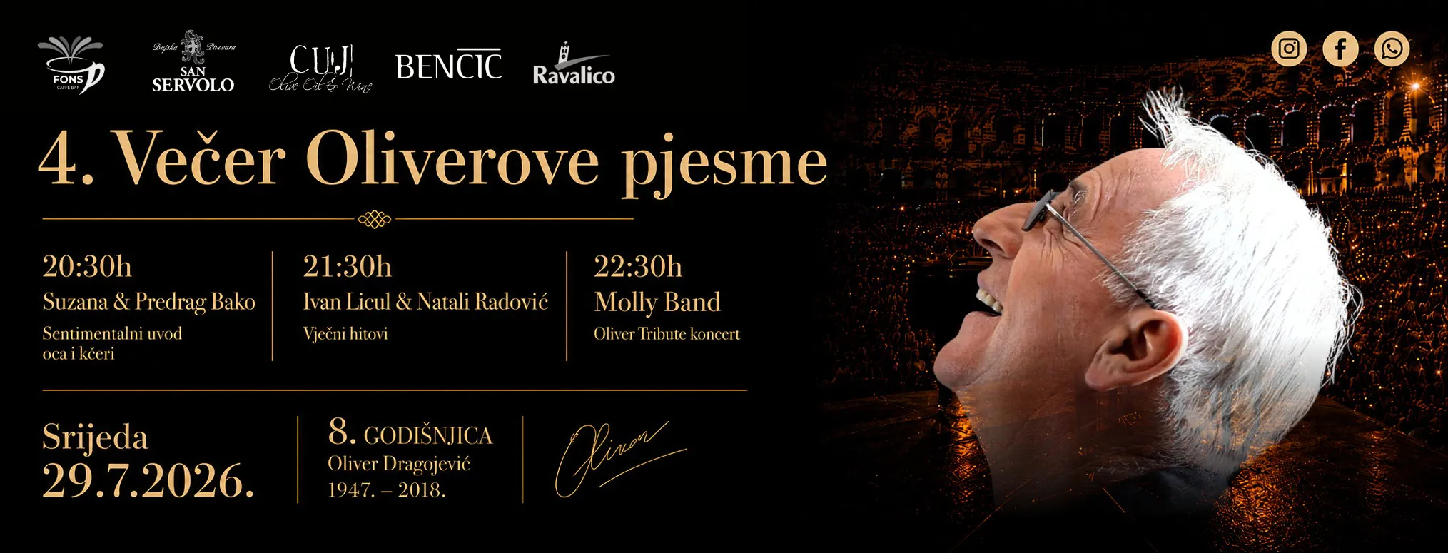 Večer Oliverove Pjesme - 8. godišnjica (29.7.2026.) od 20h