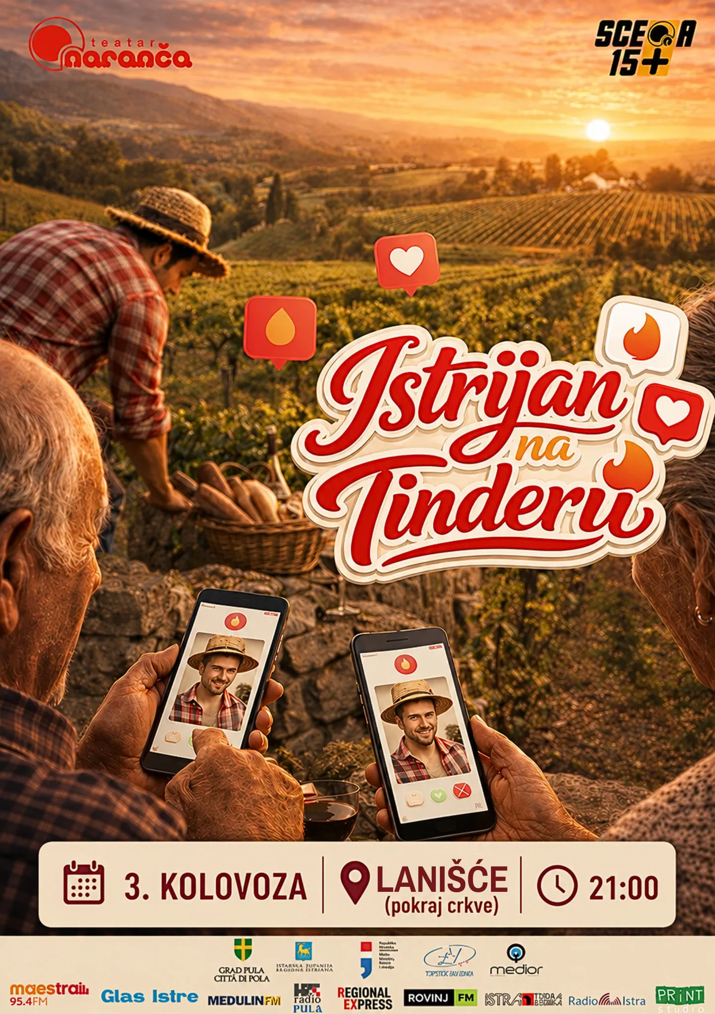 Predstava Teatra Naranča „Istrijan na Tinderu“ (15+) u Lanišću