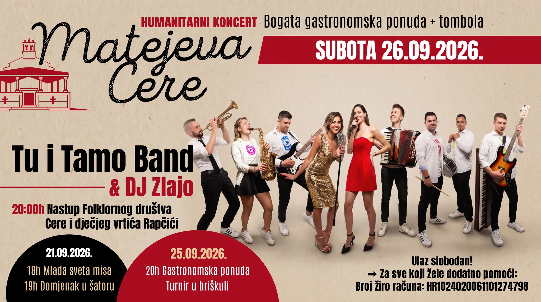 MATEJEVA CERE 2026. 🔊 | TU I TAMO BAND + DJ ZLAJO