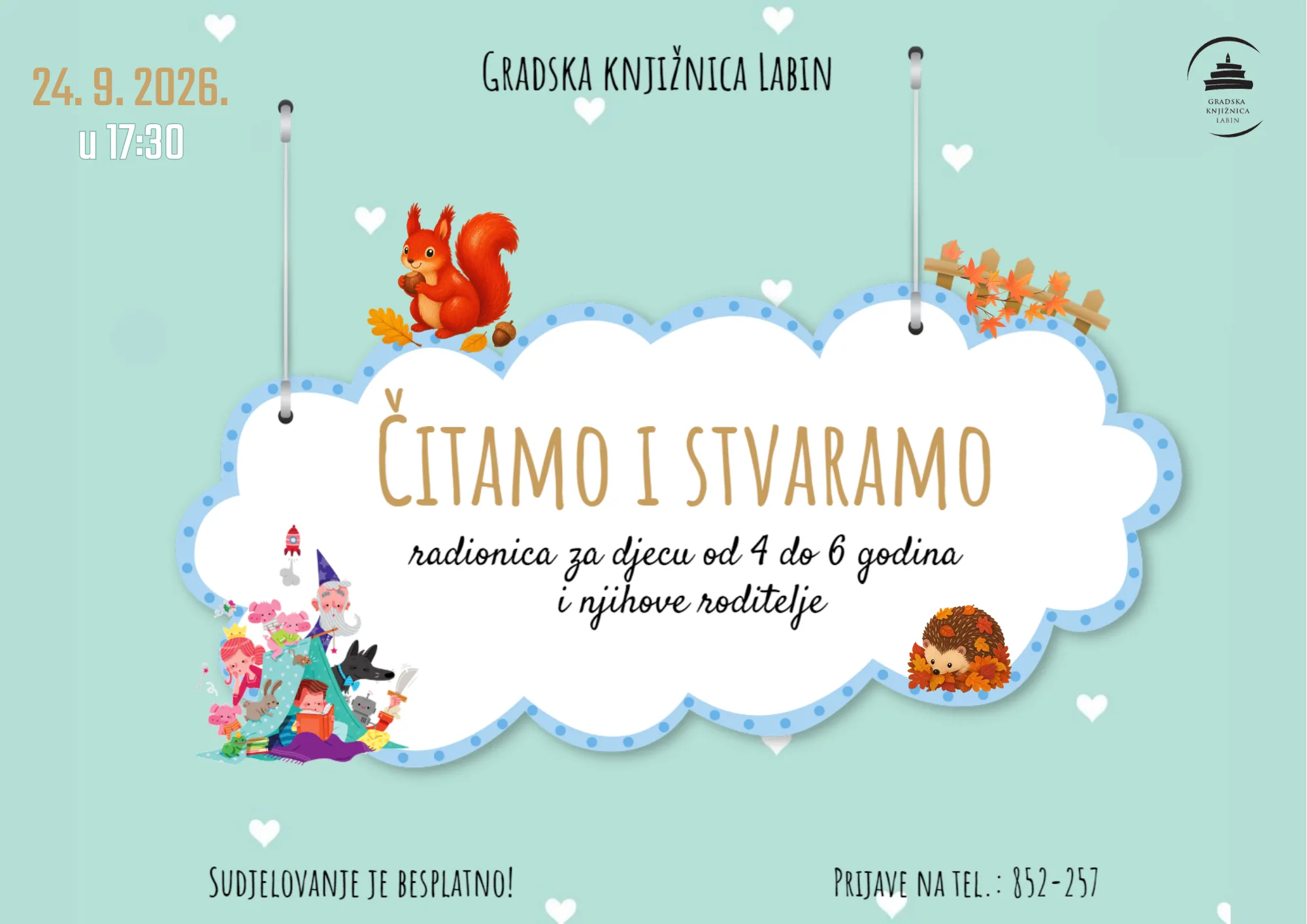 Jesenska radionica za djecu i roditelje u okviru programa Gradske knjižnice Labin „Čitamo i stvaramo“