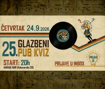 25. GLAZBENI PUB KVIZ u Garaži