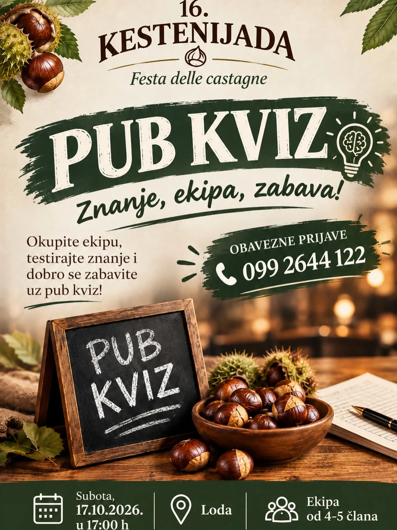 16. Kestenijada – Pub kviz