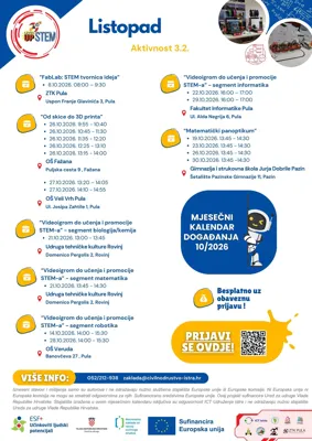 Mjesečni kalendar događanja 10/2026