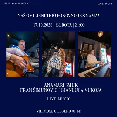Live Music - Anamari Smuk, Fran Šimunović i Gianluca Vukoja