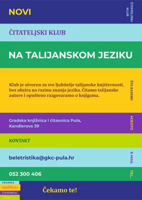 Prvi susret čitateljskog kluba na talijanskom jeziku - pridružite nam se!
