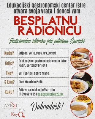 Besplatna radionica – Tradicionalna istarska jela putevima Šavrinki