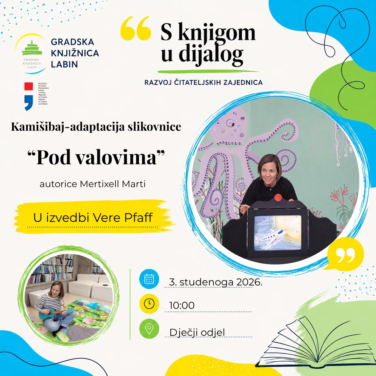 Vera Pfaff i kamišibaj u Gradskoj knjižnici Labin